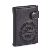 cartera en piel negra Gonzalo  cierre botón lado